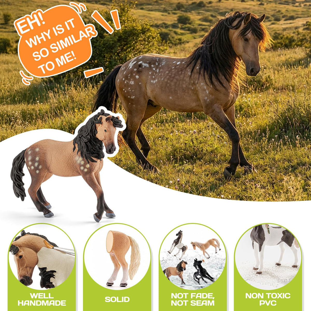 Totsmile Akhal-Teke stallion figure with lifelike pose