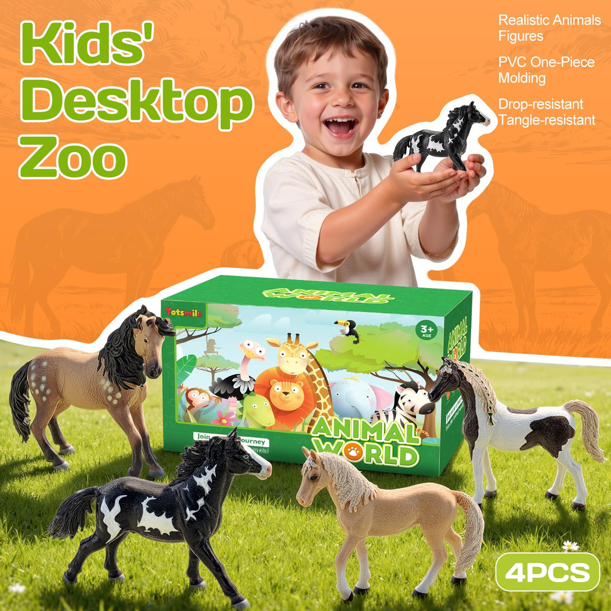 Totsmile solid plastic horse toy crafted for durability