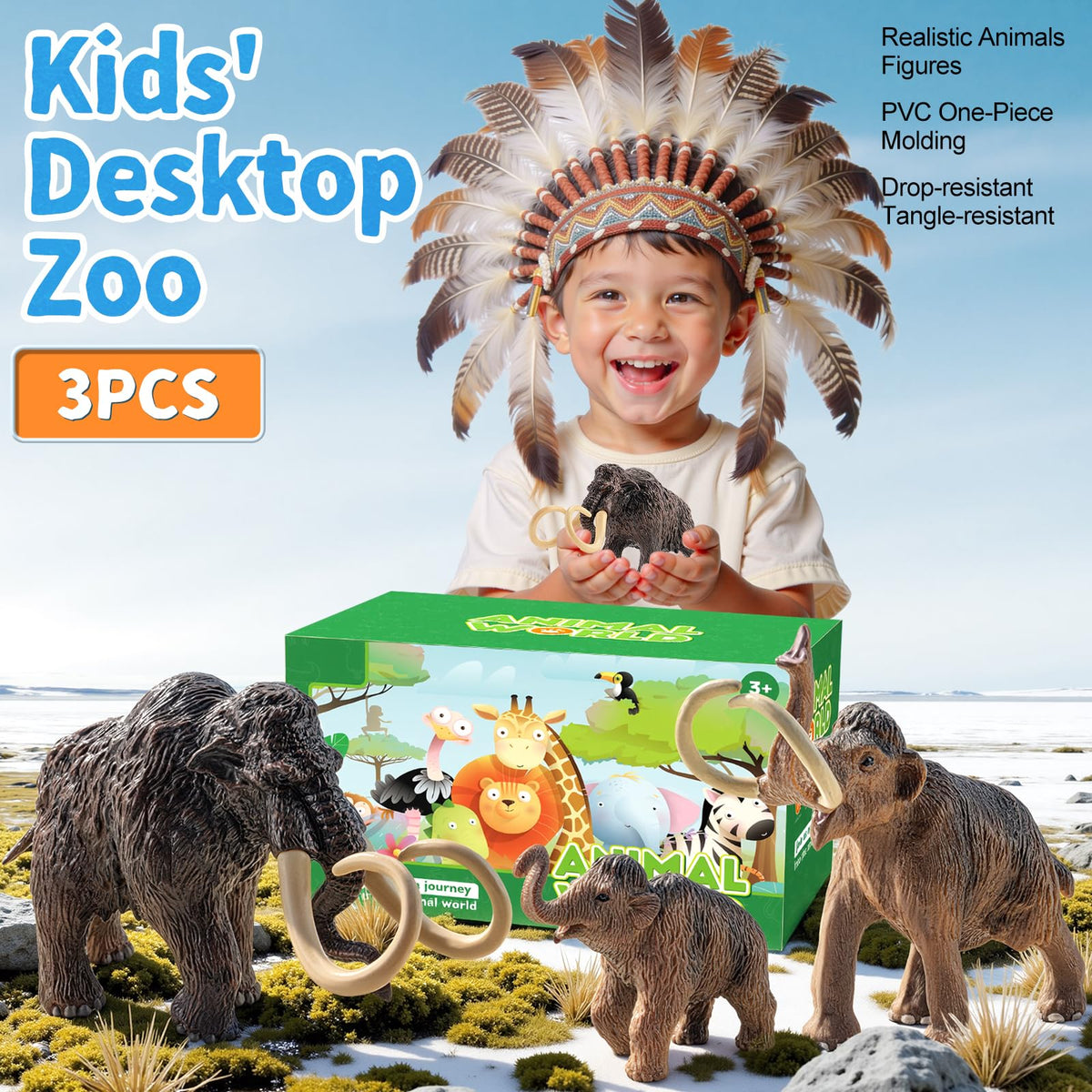 Totsmile Woolly Mammoth figures for classroom projects and learning