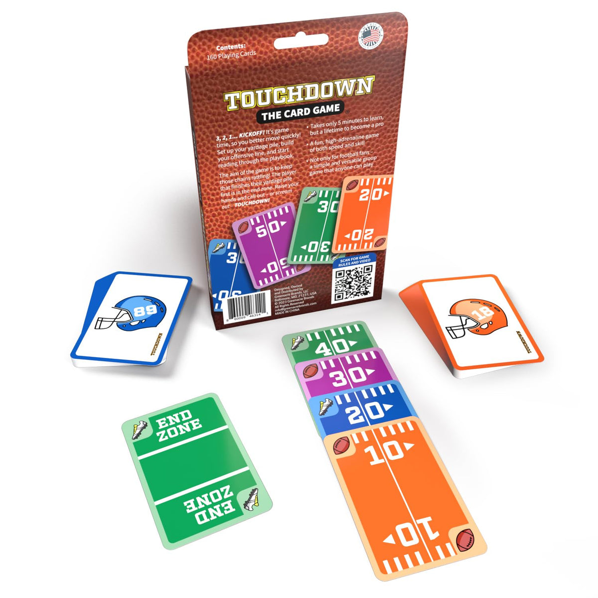 TOUCHDOWN The Card Game on a coffee table for family game night.