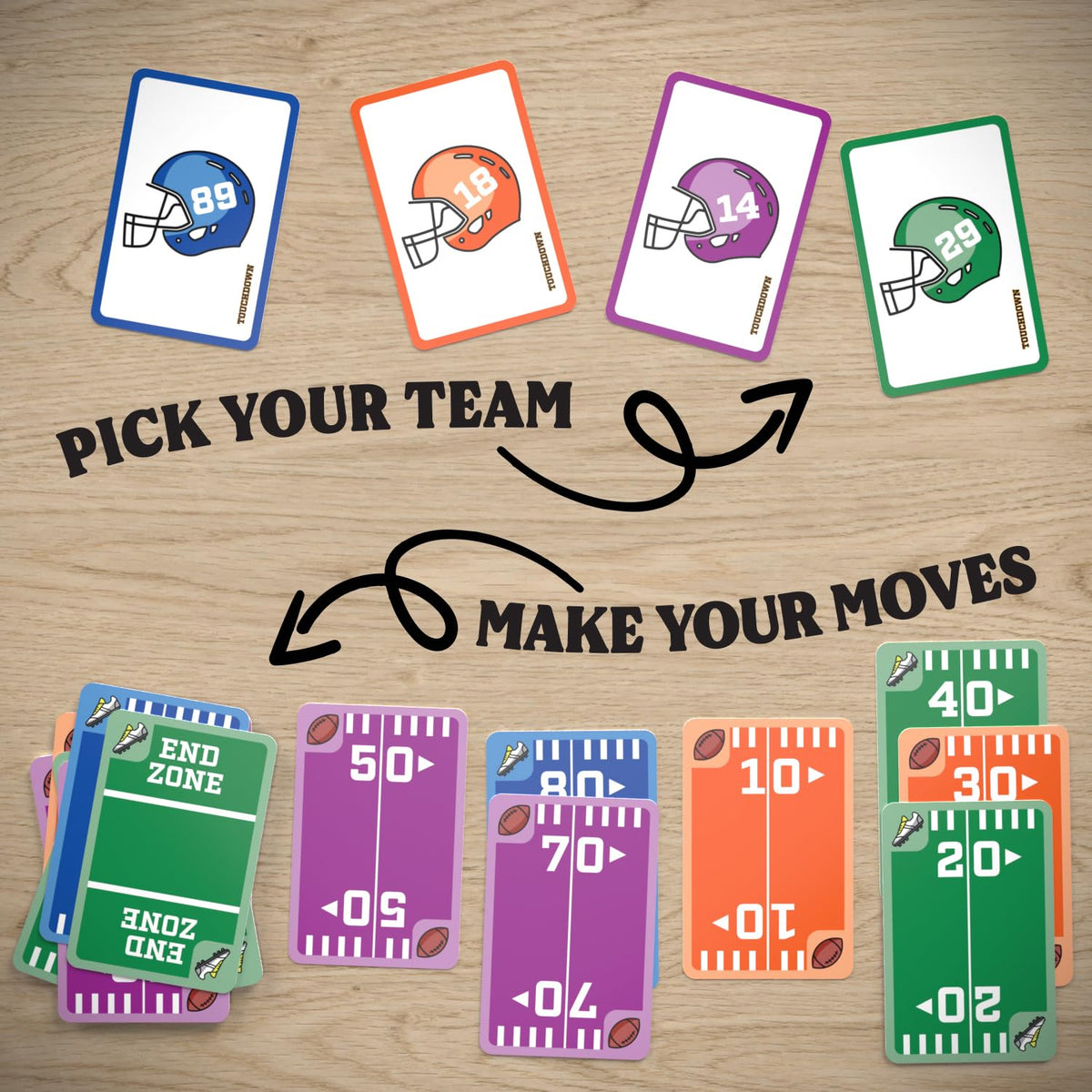 TOUCHDOWN players-setup shows 2-4 players enjoying a quick match.