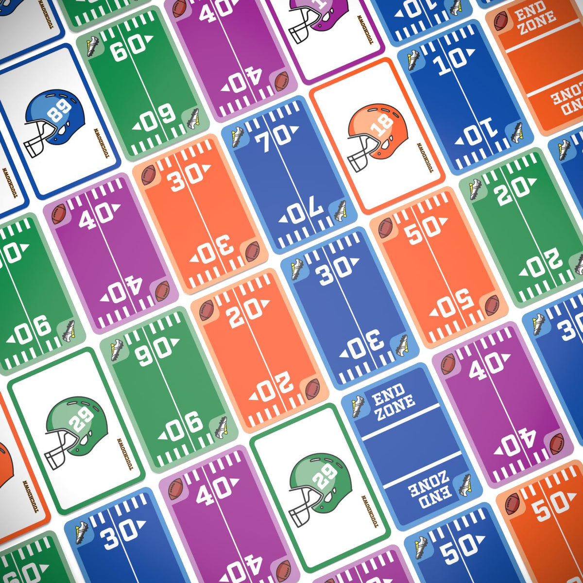 TOUCHDOWN The Card Game team colors create lively, competitive play.