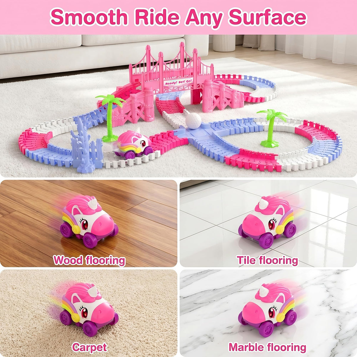 Toulepound Race Track monster truck adds exciting speed to playtime.