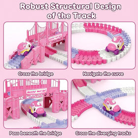 Toulepound Race Track pink tracks offer flexible setup for unique designs.
