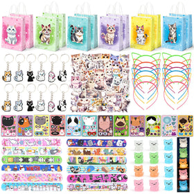 TOUPONS 122PCS cat party favors set with assorted items