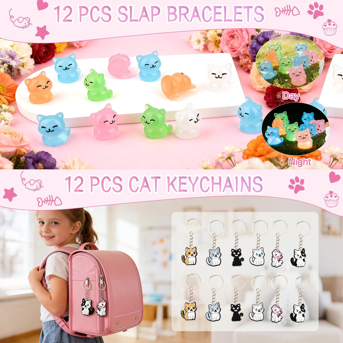 TOUPONS luminous mini resin cats glow in the dark