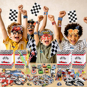 TOUPONS race car checkered flag serves as a parade prop and decor accent