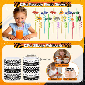 TOUPONS race car wristband in soft silicone for comfortable, reusable party accessories