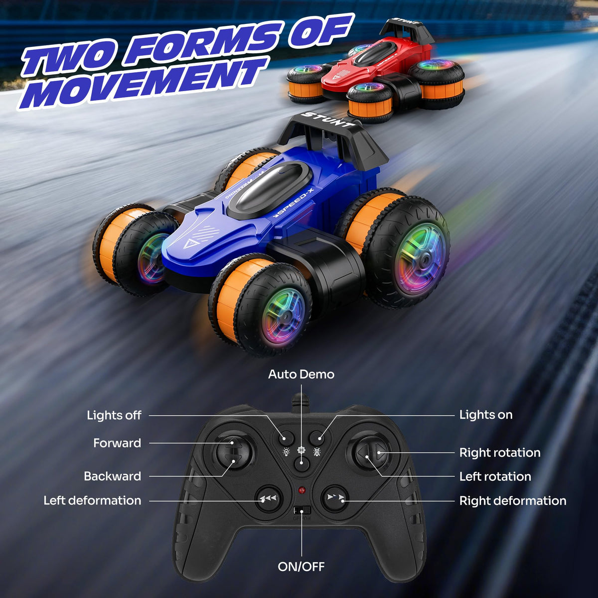 Toupus high-speed RC car dual battery pack extends playtime.