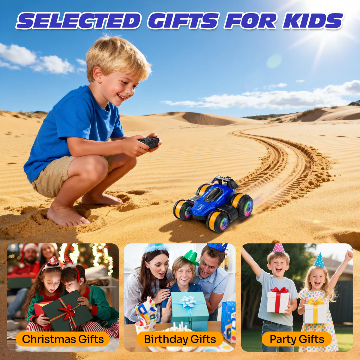 Toupus high-speed RC car robust design for gravel, grass, and floors.
