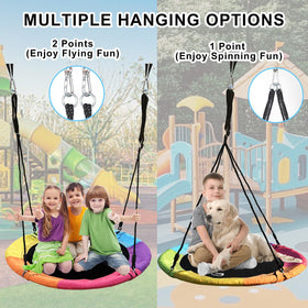 Tovini rainbow saucer swing supports spinning for sensory play