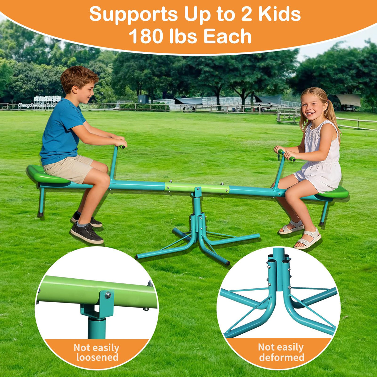 TOVINI teeter totter ergonomic seats and non-slip handles for comfort