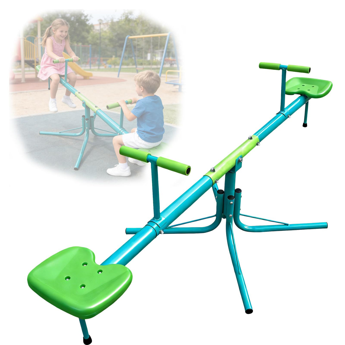 TOVINI teeter totter seat with 360° rotation for balanced outdoor play