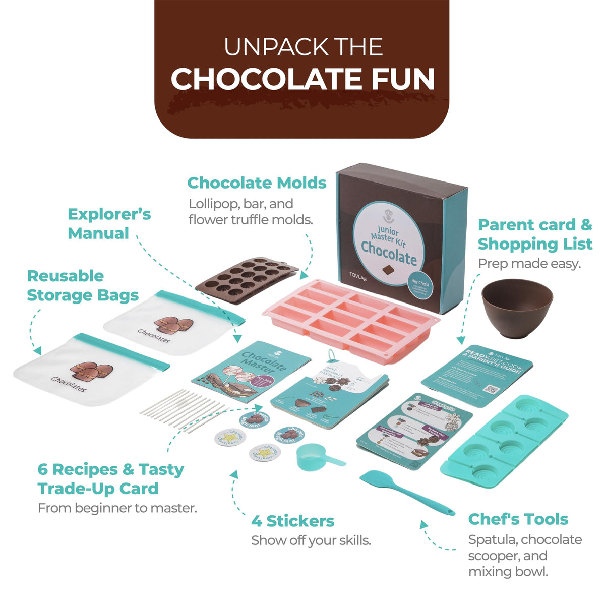 Tovla Jr real chocolate making kit chocolate bar mold helps kids craft colorful bar desserts with simple steps