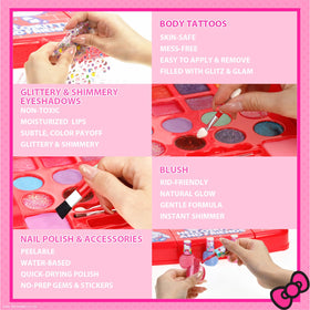 Cotton candy scented lip gloss wells invite sweet-smelling daily beauty play.