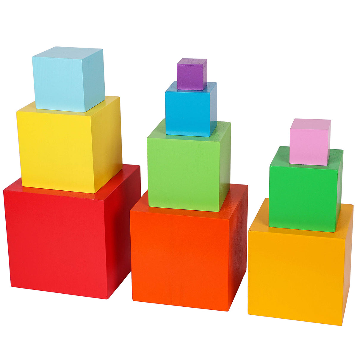 TOWO wooden cubes set offers tactile play and imaginative sorting opportunities.