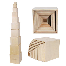 TOWO wooden stacking boxes forming a 115 cm tower for stacking practice