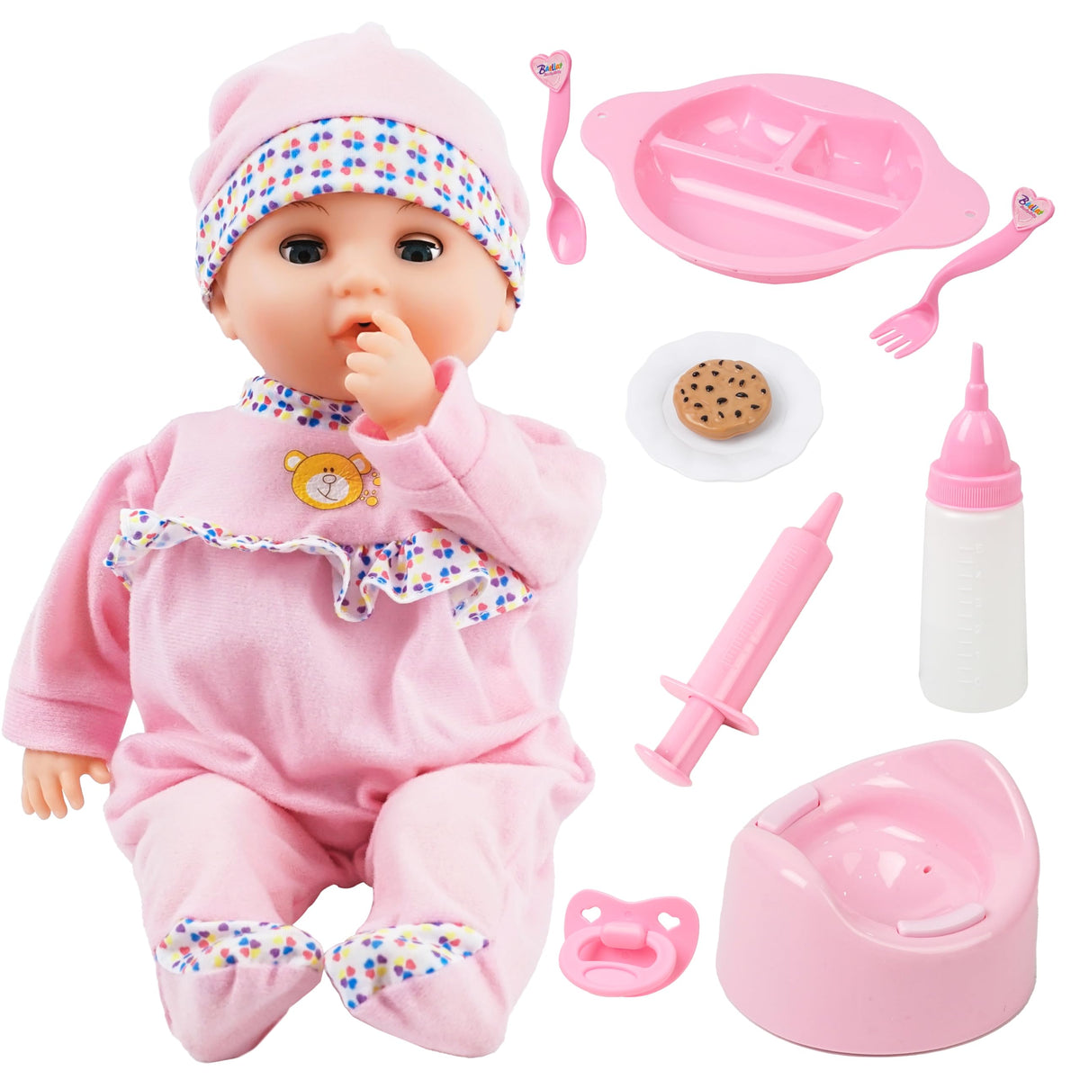 Toy Choi's 16-inch pink doll face invites lifelike hugs and nurturing pretend play.