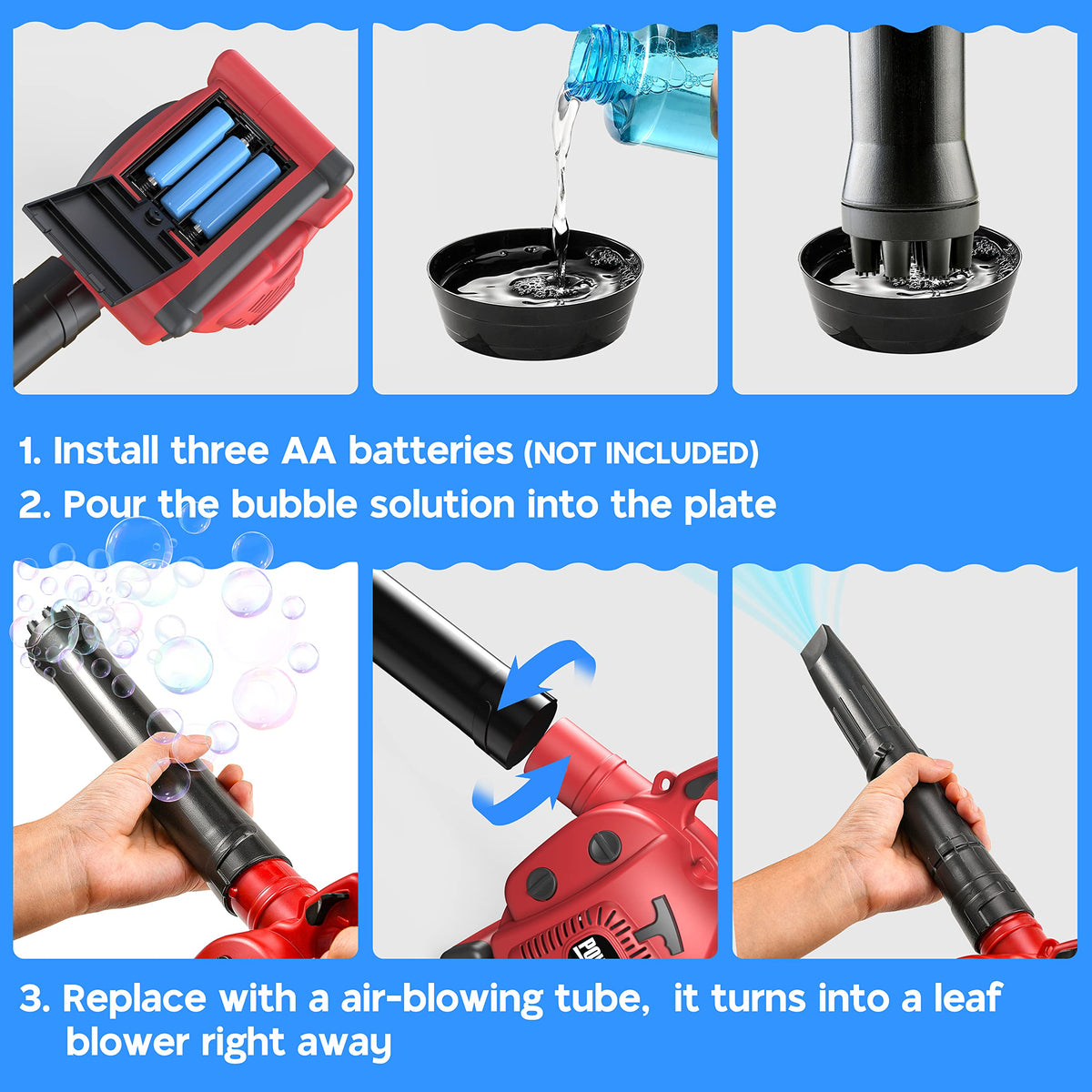 Toy Choi's Bubble Blower delivers realistic leaf-blowing sound and plenty of bubbles.