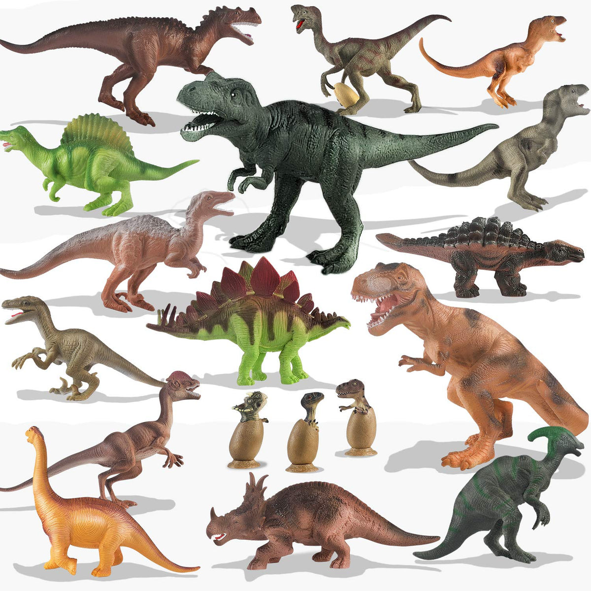 Toy Choi's lifelike dinosaurs with soft edges for realistic pretend play.