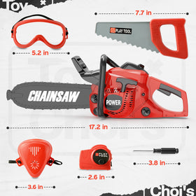 Toy Choi's toy chainsaw requires three AA batteries for action.