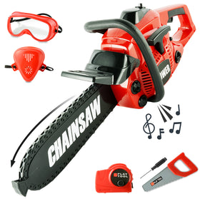 Toy Choi's toy chainsaw safe play features and audible cues for storytelling.
