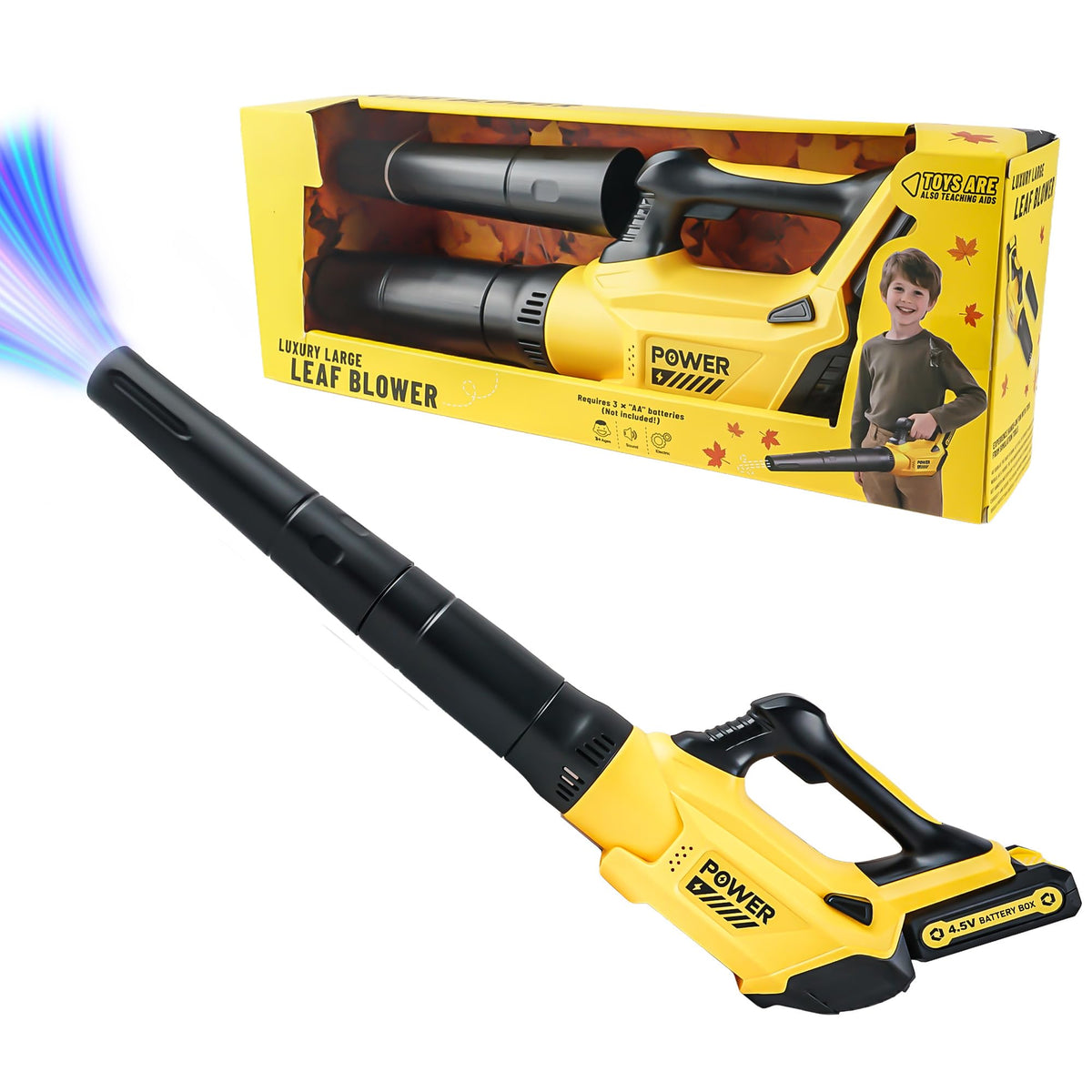 Toy Choi's Toy Leaf Blower in action inspires active outdoor adventures.
