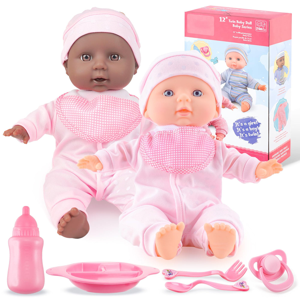 Toy Choi's Twin Baby Dolls 12-inch soft body for cozy hugs and imaginative play.