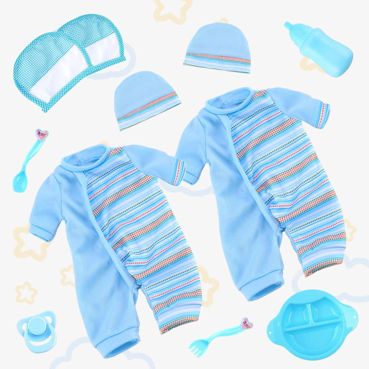 Toy Choi's twin dolls with accessories to boost nurturing play