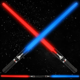 TOY Life 2-in-1 light up saber blue and red assembled for dual-action play in dim rooms.