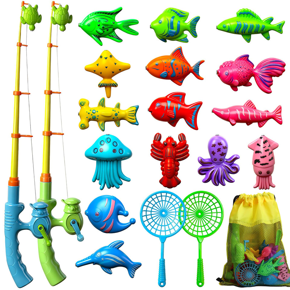 TOY Life 2-player magnetic fishing game in bath for cooperative play.