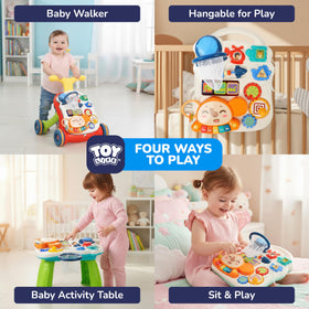 TOY Life 3-in-1 push walker in table mode supports seated play and skill building.