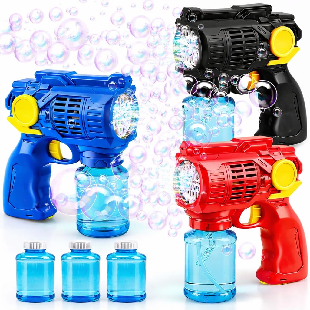 TOY Life 3-pack bubble guns ready for outdoor play with colorful bubbles.
