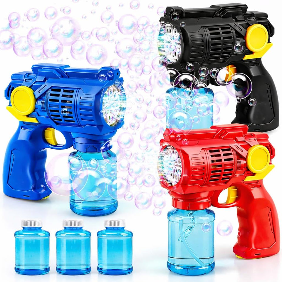 TOY Life 3-pack bubble guns ready for outdoor play with colorful bubbles.