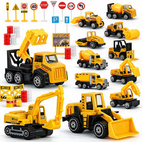 TOY Life 35 PCS Construction Toys with mini trucks for sandbox adventures and imaginative play.