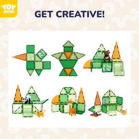 TOY Life 38 Pcs Magnetic Tiles Animals Assembly Play, colorful pieces enabling open-ended construction.