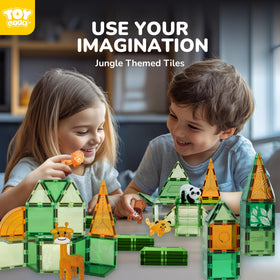TOY Life 38 Pcs Magnetic Tiles Animals Bright Colors, engaging kids in collaborative play.