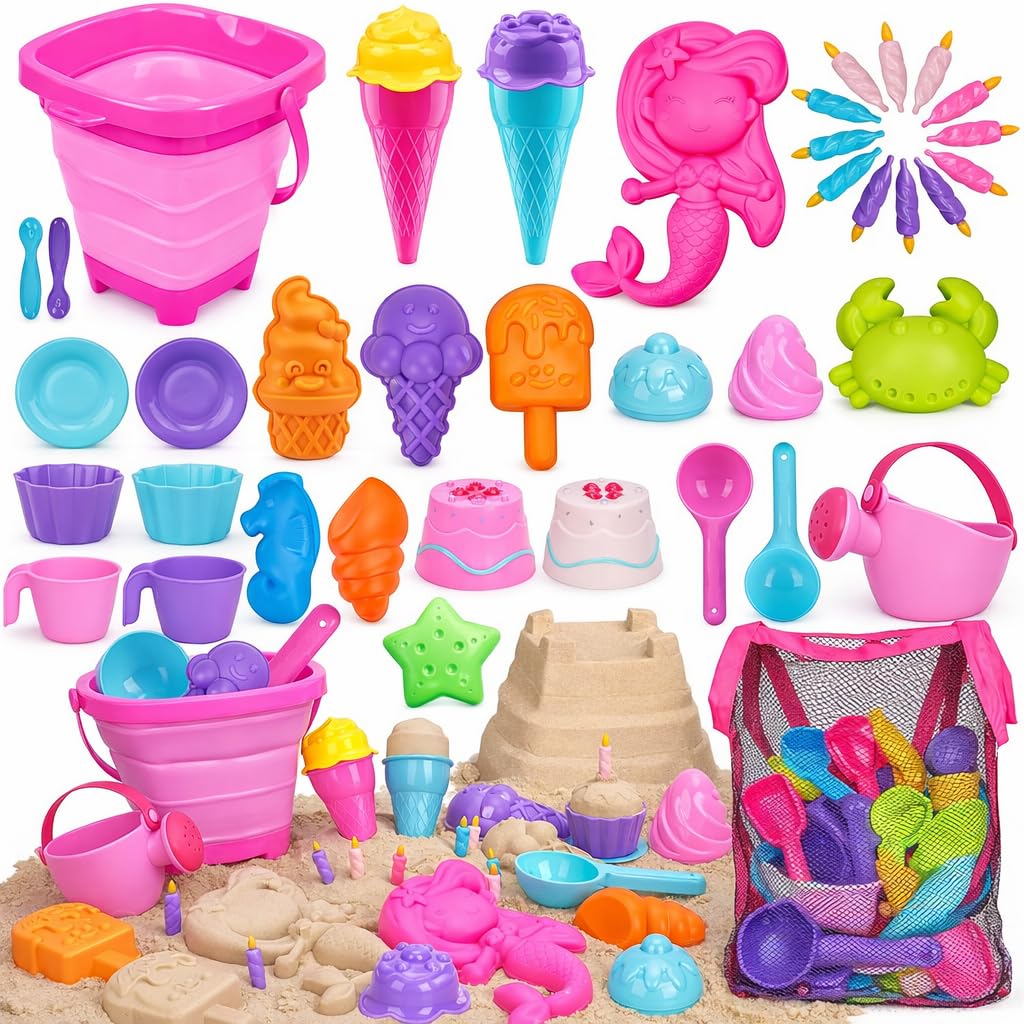 TOY Life 41-pcs beach toys set for colorful, engaging sand play.