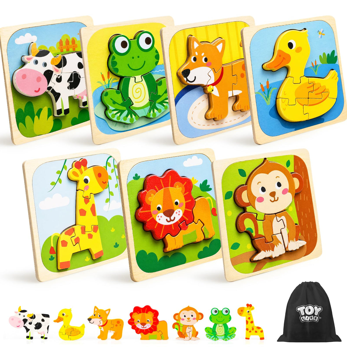 TOY Life 7-piece animal puzzle duck piece promotes fine motor skills during play