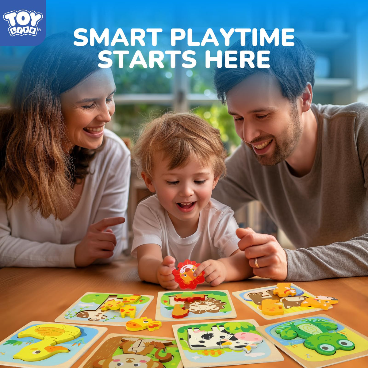 TOY Life 7-piece animal puzzle frog piece supports color and shape recognition