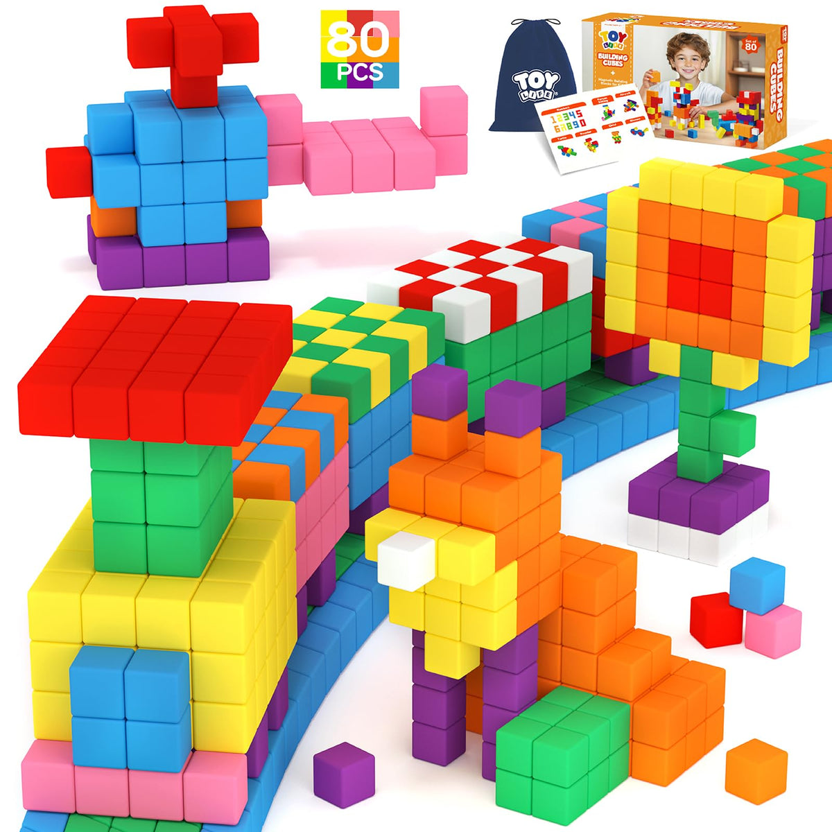 TOY Life 80pcs magnetic blocks assembly: sparks imaginative 3D building.