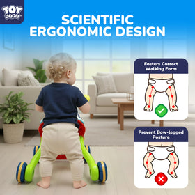 TOY Life adjustable handle height fits growing babies for comfortable pushing.