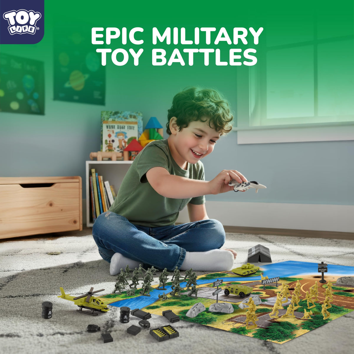 TOY Life Army Men green soldiers in dynamic poses for imaginative roleplay.