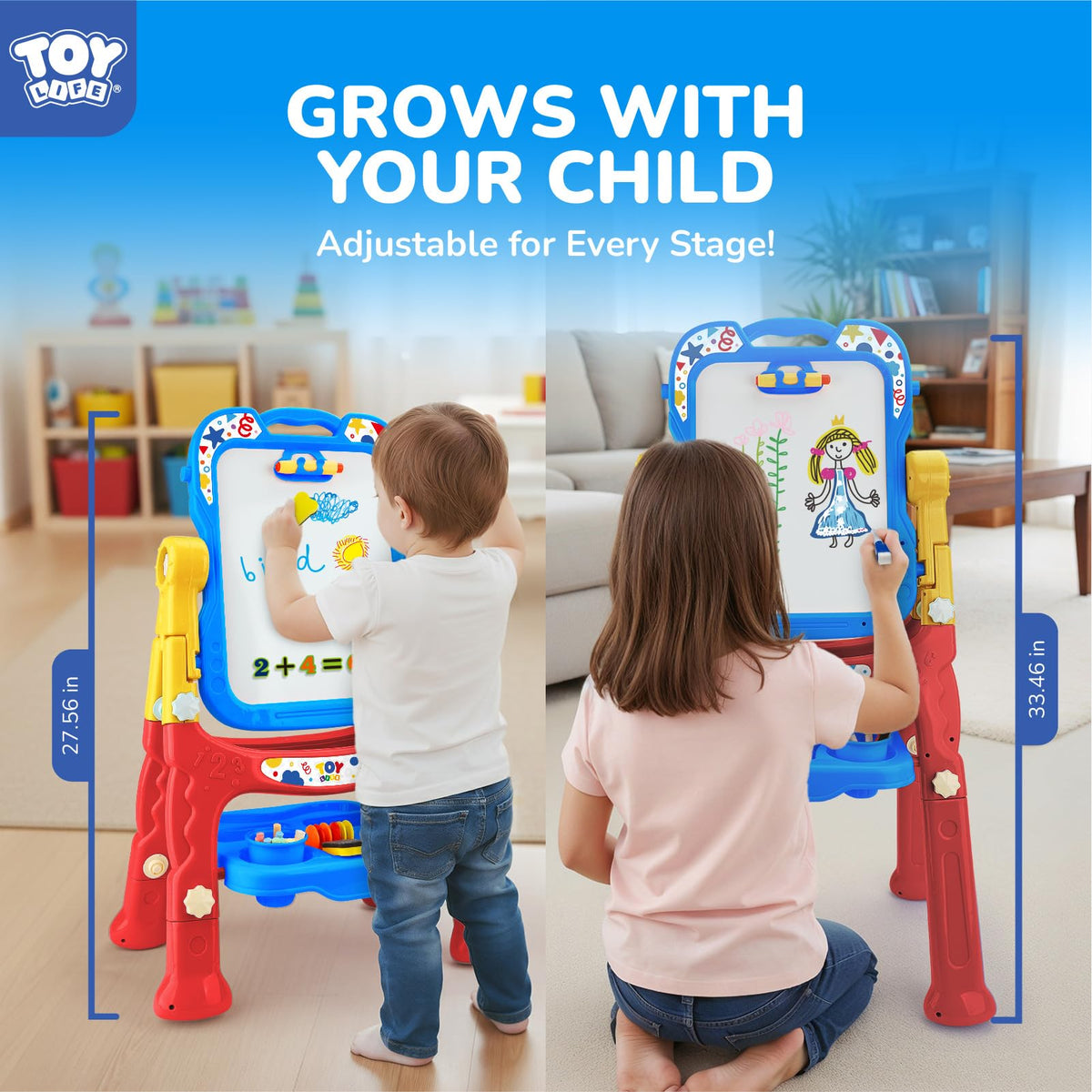 TOY Life Art Easel double-sided magnetic board supports collaborative drawing and learning