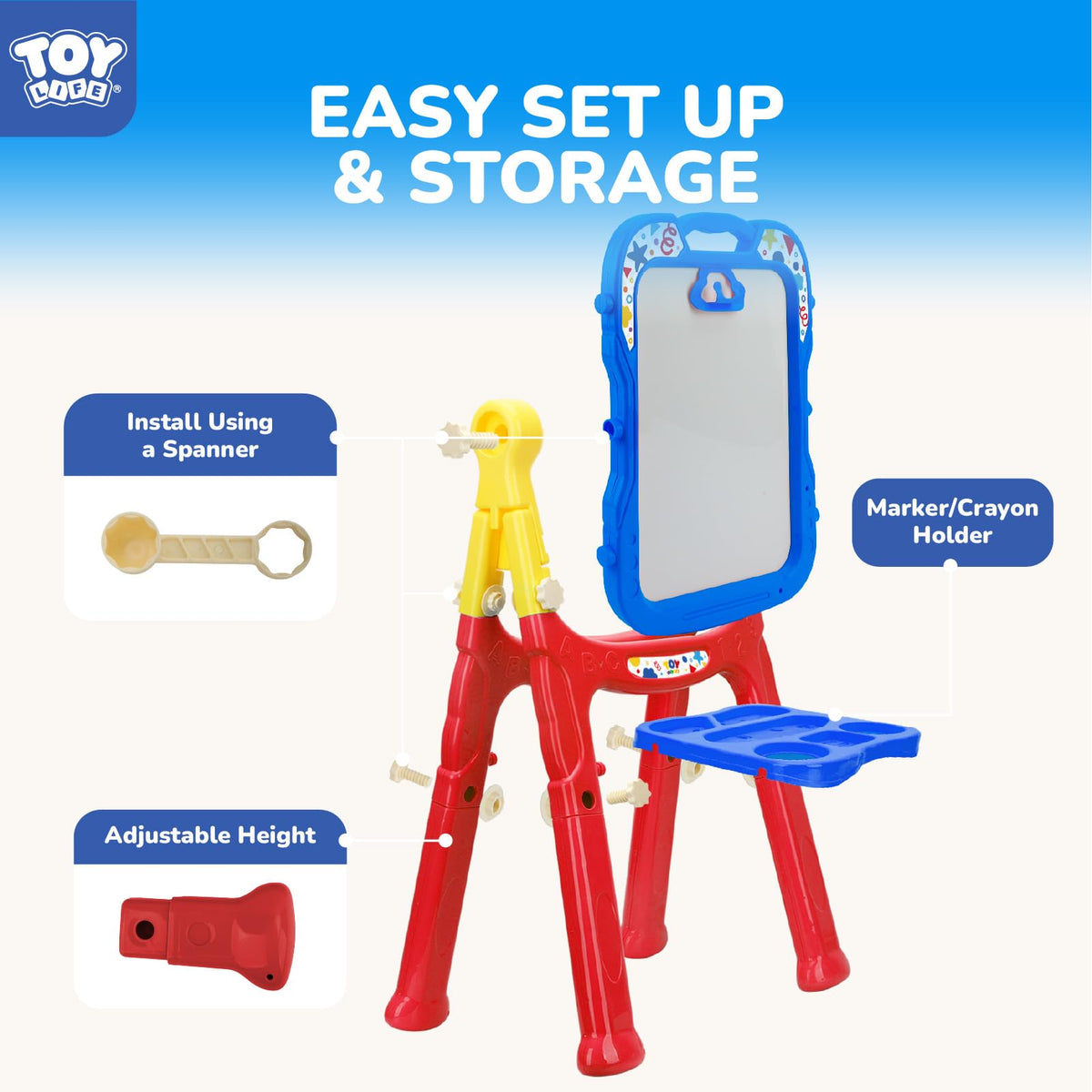 TOY Life Art Easel eraser and tools keep drawing surfaces clean and ready