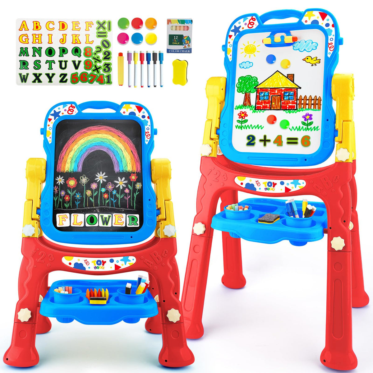 TOY Life Art Easel for kids with adjustable standing design and chalkboard surface for creative play