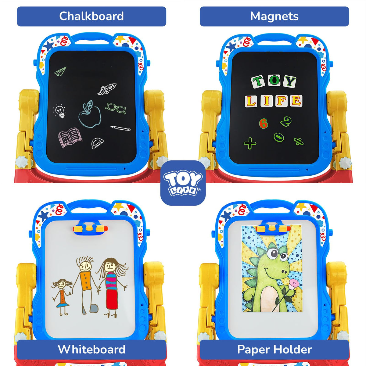 TOY Life Art Easel whiteboard and chalkboard surface fosters versatile art sessions daily