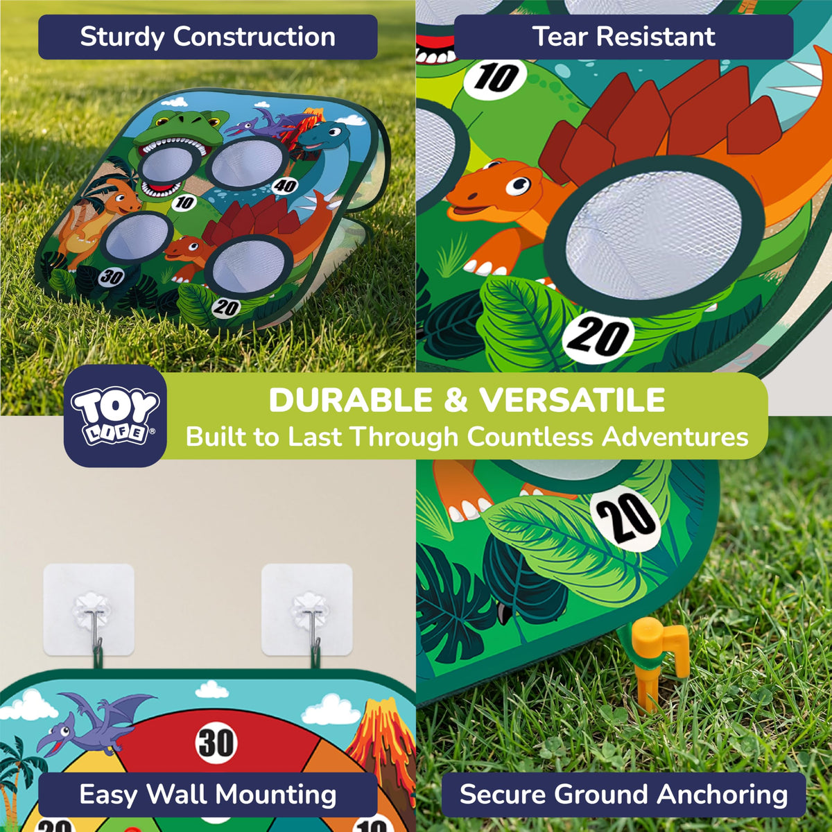 Family enjoying backyard game with TOY Life toys