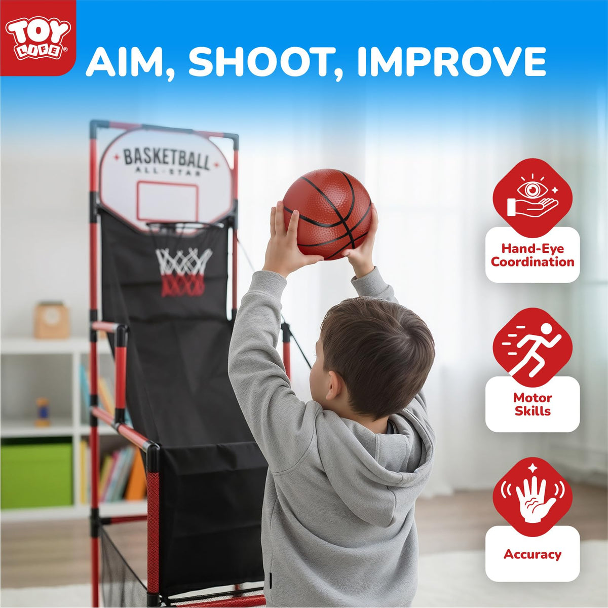 TOY Life base offers stability during intense play for reliable indoor use.