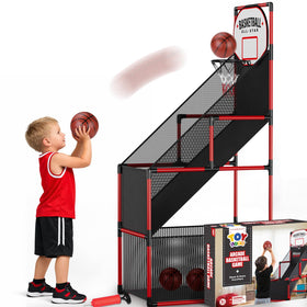TOY Life basketball arcade hoop during assembly for quick home setup and family fun.